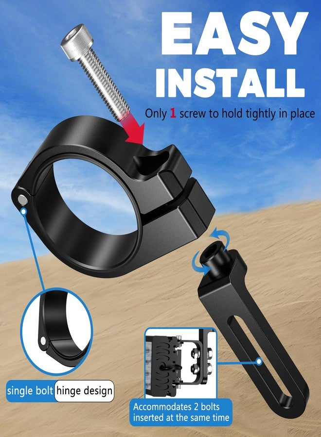 VAZESWIN UTV Light Bar Mount, Sturdy Aluminium Alloy LED Light Mounting Bracket, 360° Rotating Adjustable UTV Roll Bar Clamp Mount Fit on 1.5" / 1.75" / 1.85" / 2" / 2.1" Roll Cages (1 PC) - Image 2